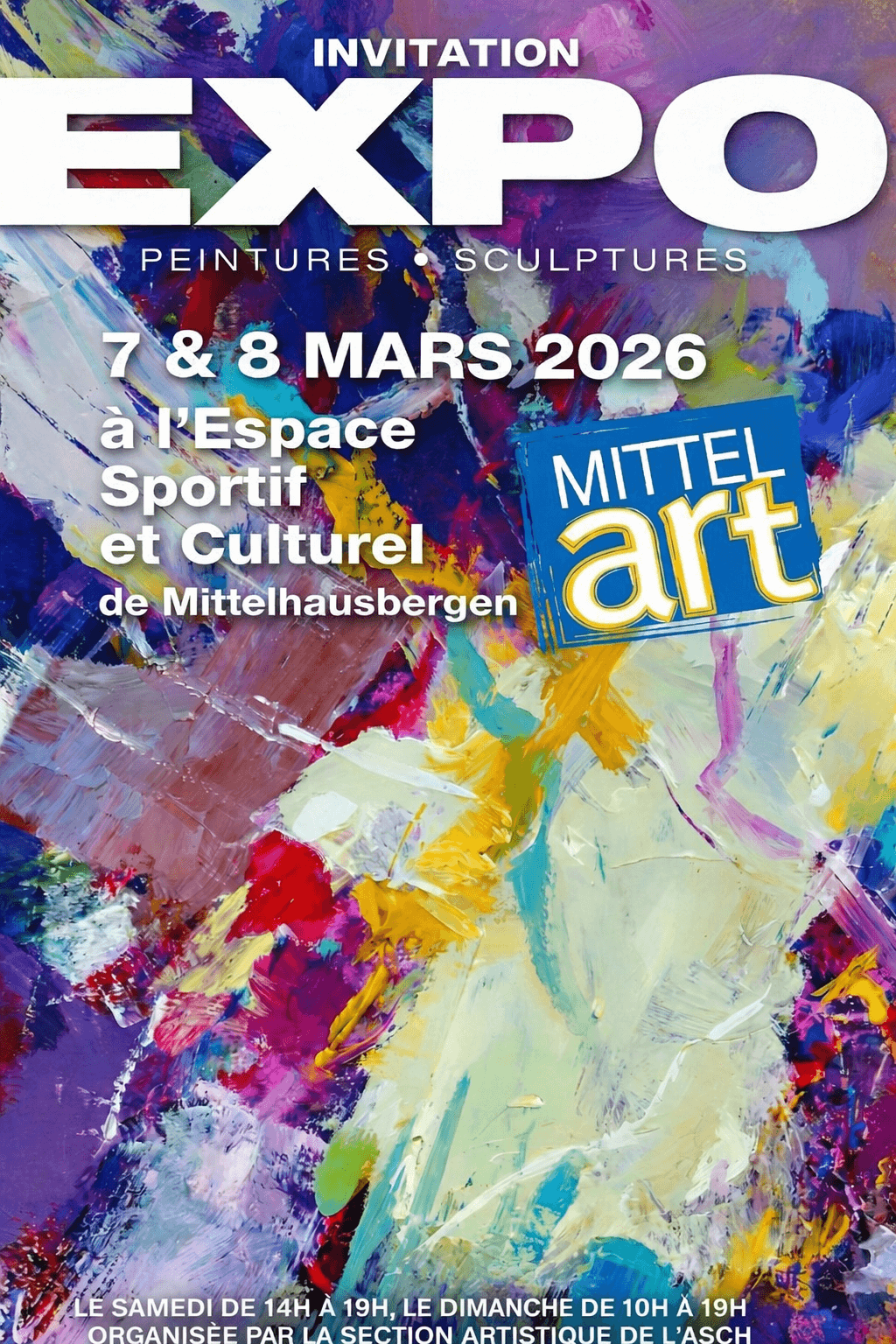 Affiche Mittel'art 2026 - 14ème édition de l'exposition de peintures et sculptures